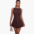 Women's Homecoming Pleated Backless Mini Dress with Spaghetti Straps and Low Back - Image 1
