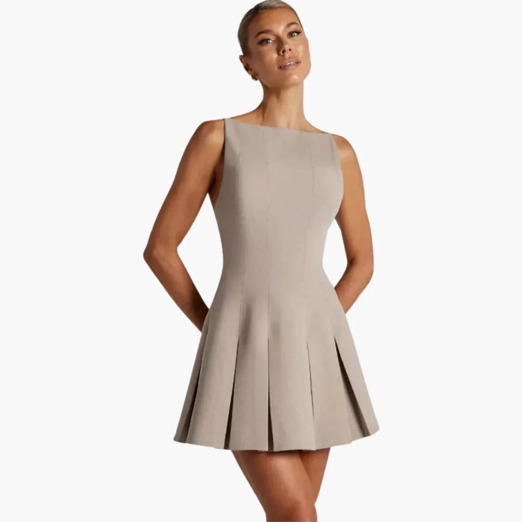 Women's Homecoming Pleated Backless Mini Dress with Spaghetti Straps and Low Back - Image 7