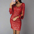 Women's Homecoming Sequin Party Dress with Fringe Sleeves Holiday Sparkly Mini - Image 1