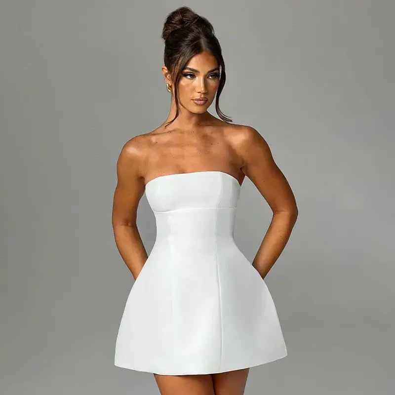 Women's Homecoming Strapless Mini Dress with A-Line Silhouette Sleeveless - Image 1