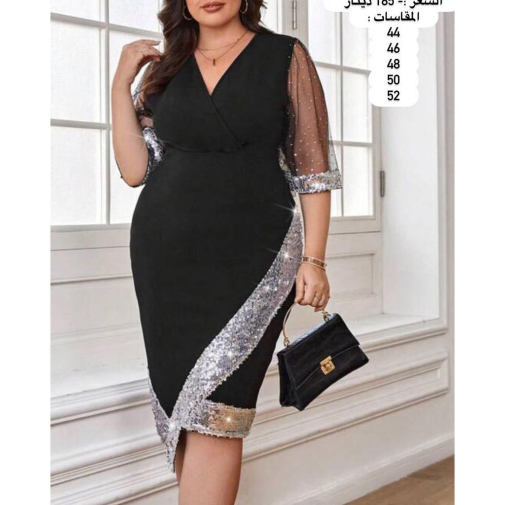 Women's Homecoming Velvet Sequin Midi Dress with Sheer Mesh Sleeves Party Cocktail - Image 12
