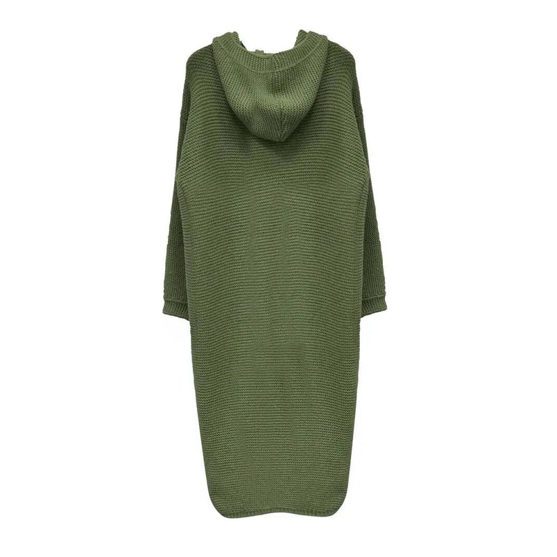 Women's Hooded Cardigan Sweater with Ribbed Knit Button Front Longline - Image 4