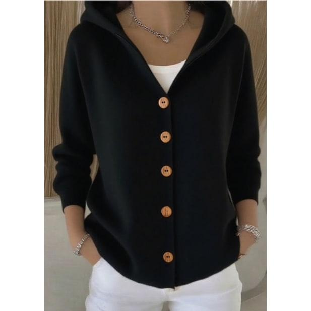 Women's Hooded Long Cardigan Sweater with Button Front Knit - Image 10