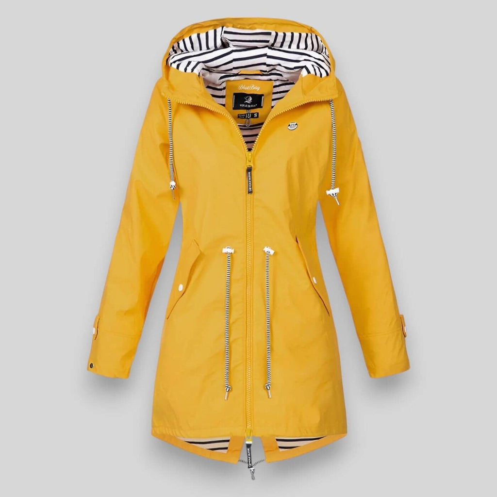 Women's Hooded Waterproof Rain Jacket with Drawstring Waist - Image 2
