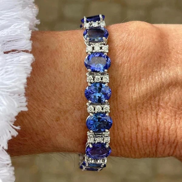 Women's Jewelry Set Bracelet Ring Oval Gemstone Fold-Over Clasp - Image 3