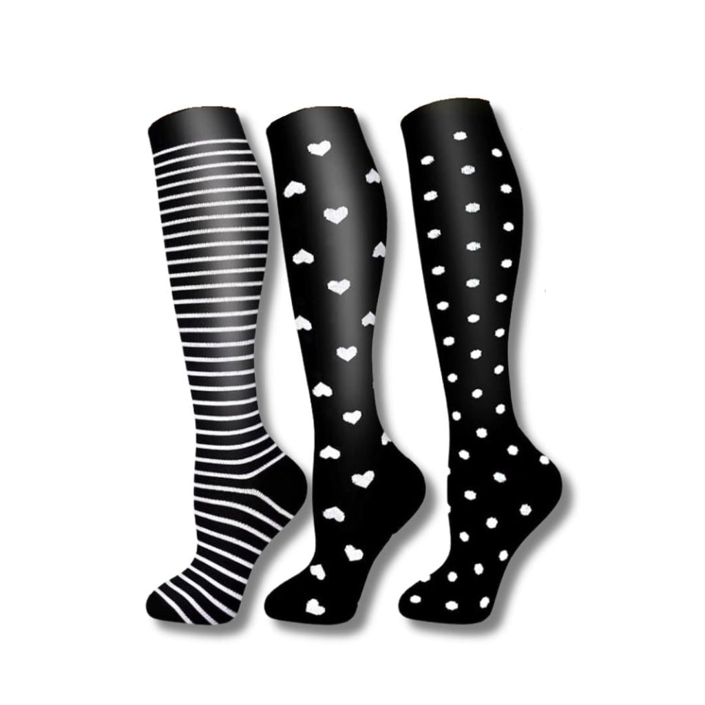 Women's Knee High Compression Socks Ribbed Cuff | Reinforced Heel Toe - Image 1