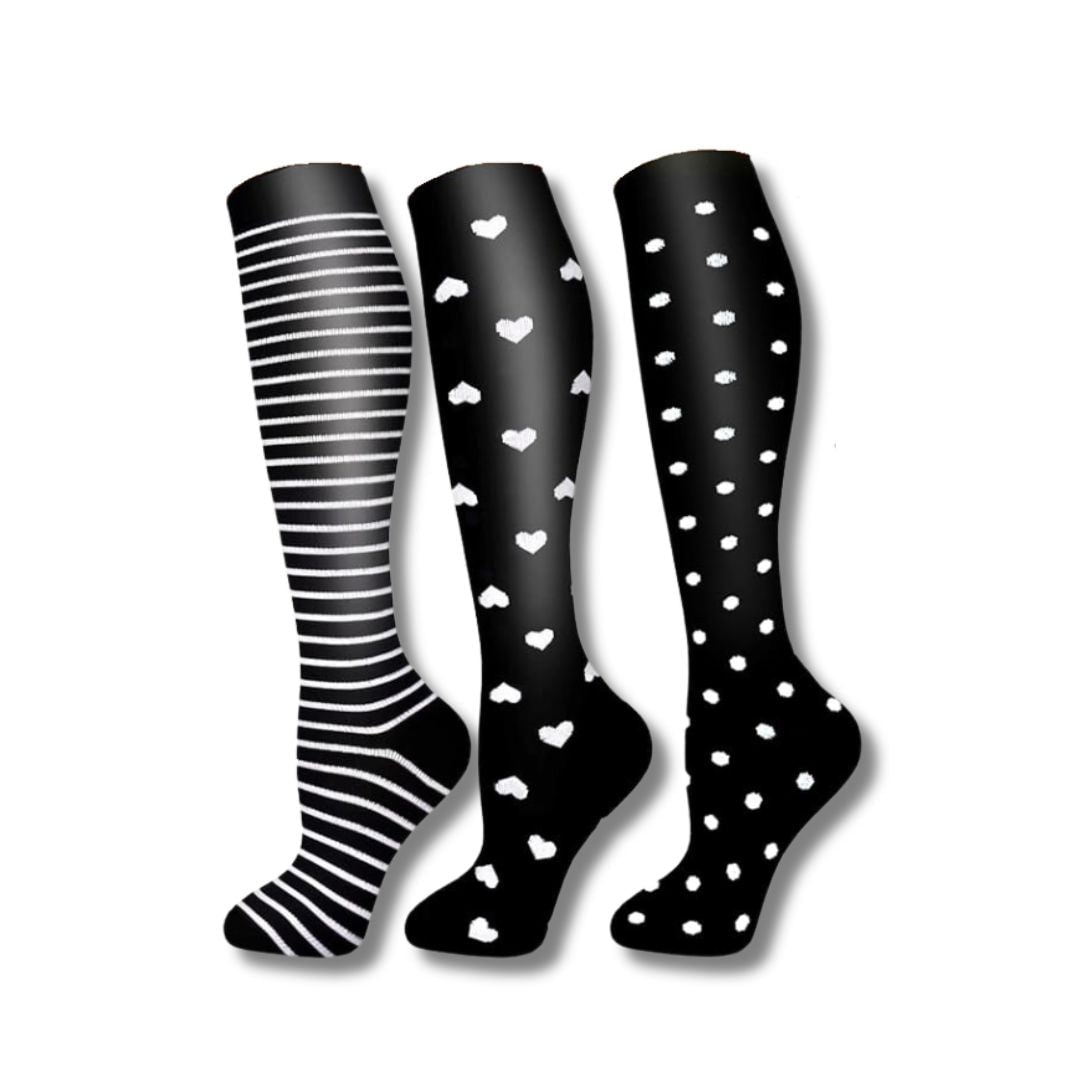 Women's Knee High Compression Socks Ribbed Cuff | Reinforced Heel Toe - Image 1