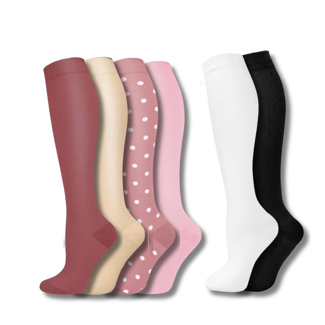 Women's Knee High Compression Socks Ribbed Cuff | Reinforced Heel Toe - Image 10