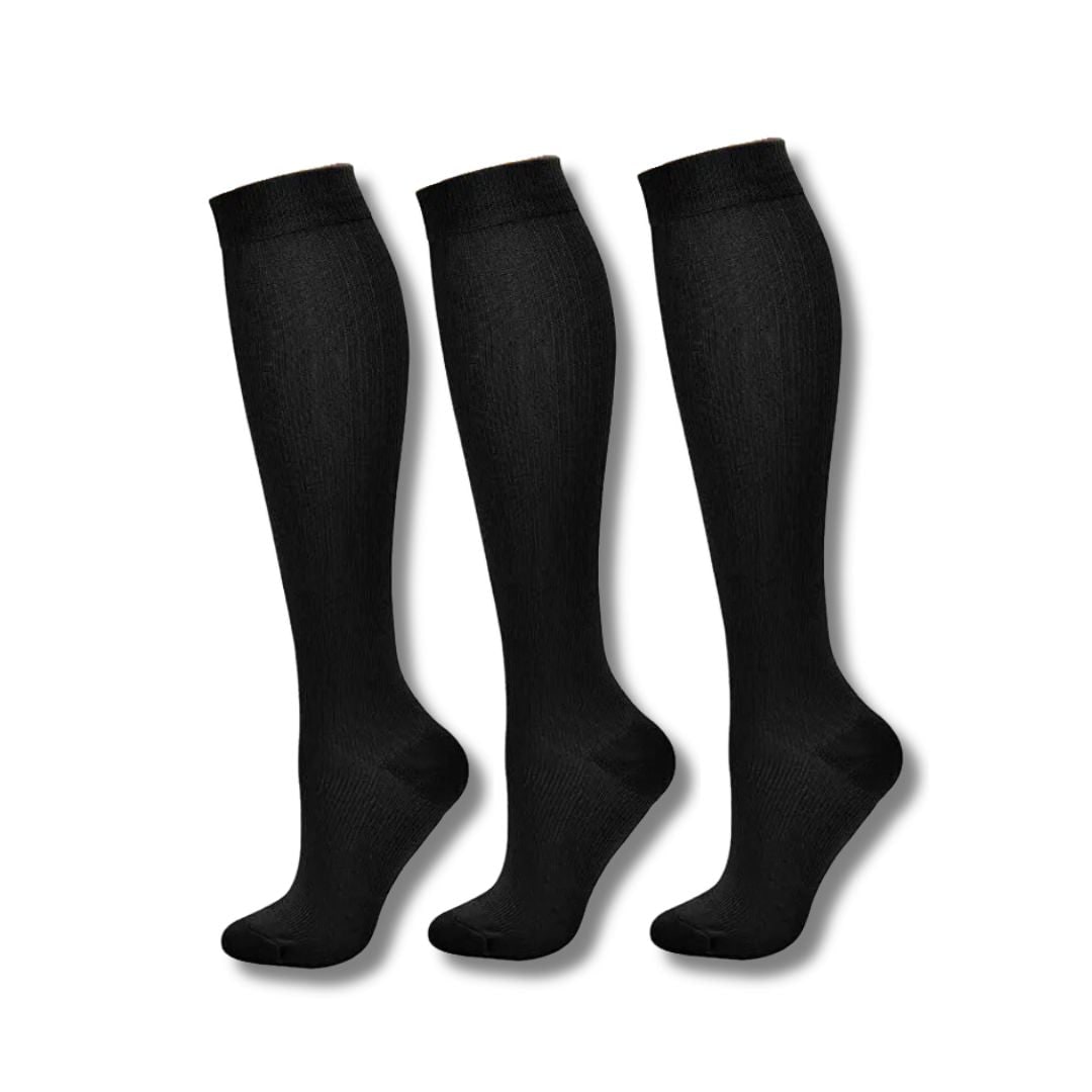 Women's Knee High Compression Socks Ribbed Cuff | Reinforced Heel Toe - Image 2