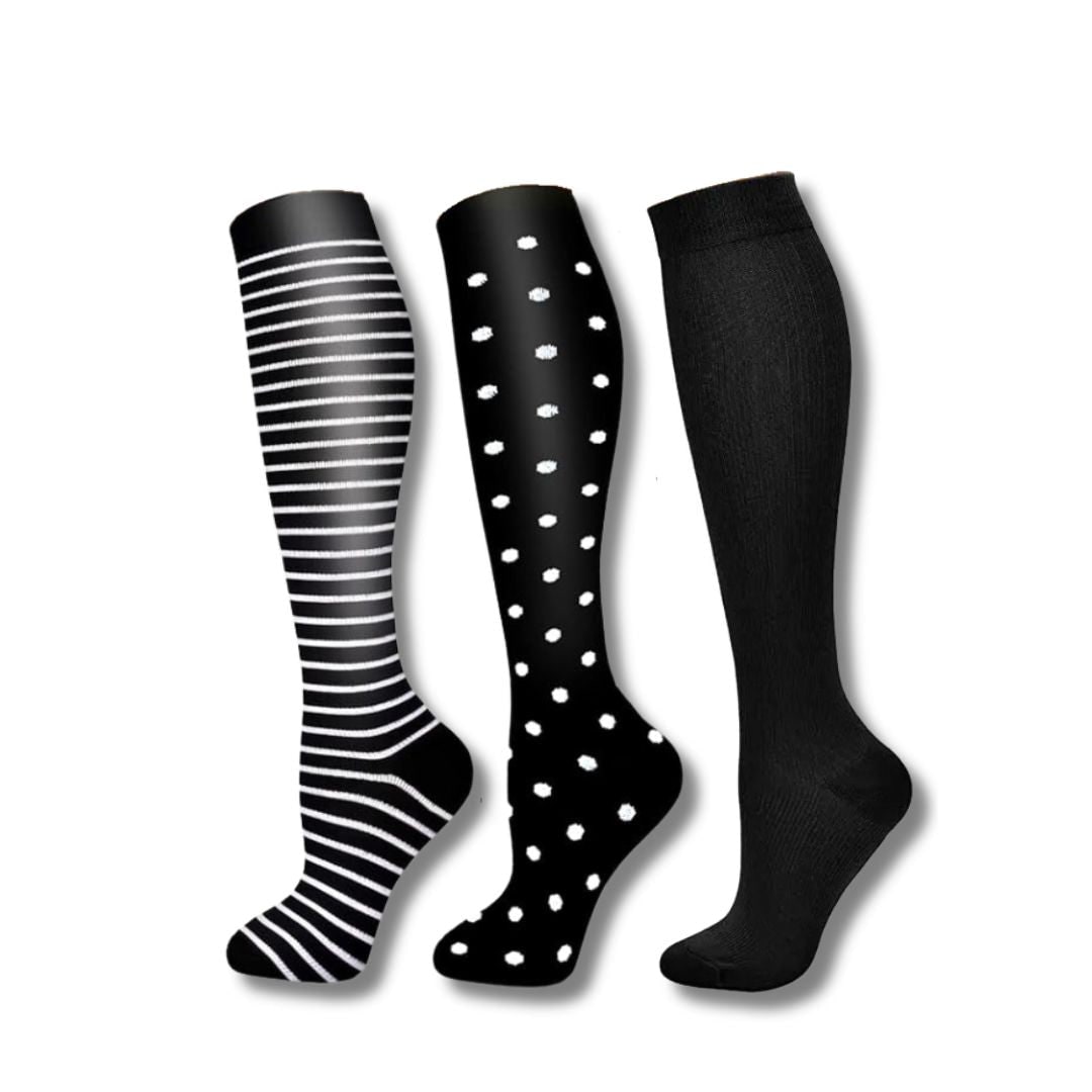 Women's Knee High Compression Socks Ribbed Cuff | Reinforced Heel Toe - Image 5