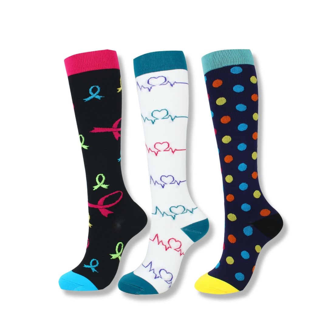 Women's Knee High Compression Socks Ribbed Cuff | Reinforced Heel Toe - Image 8