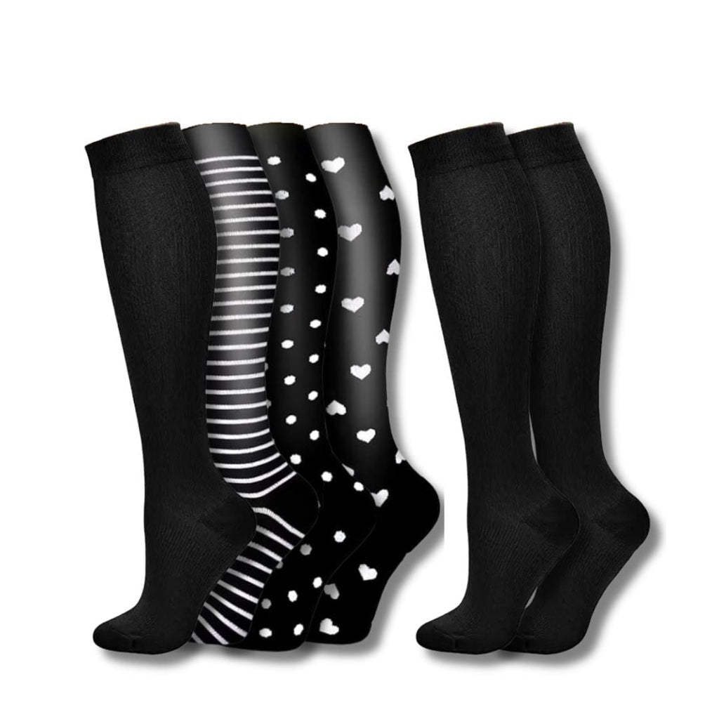Women's Knee High Compression Socks Ribbed Cuff | Reinforced Heel Toe - Image 9