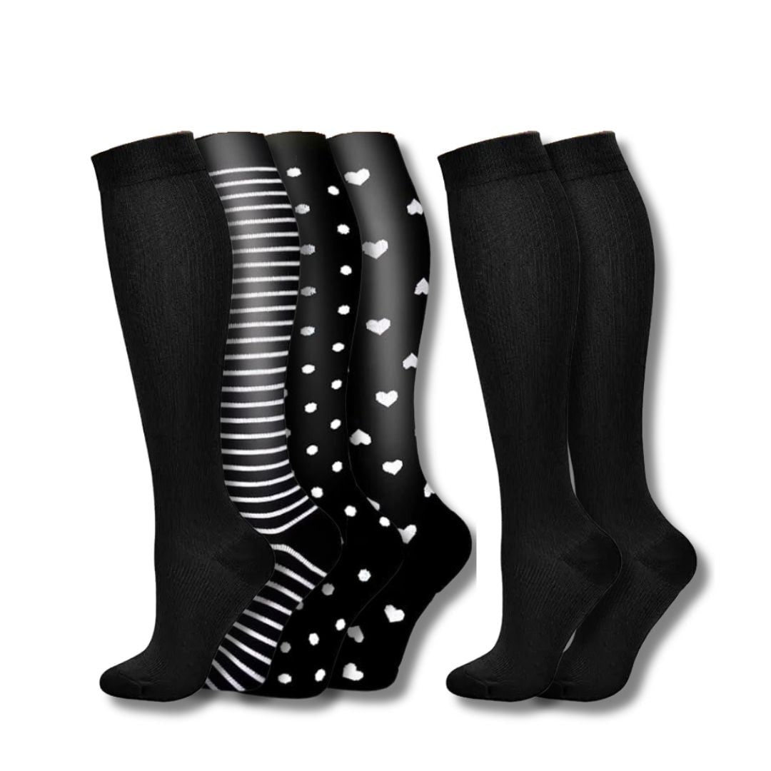 Women's Knee High Compression Socks Ribbed Cuff | Reinforced Heel Toe - Image 9