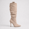 Women's Knee High Western Boots with Pointed Toe Stiletto Heel and Side Zip - Image 1