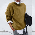 Women's Knit Sweater Oversized Crewneck with Ribbed Cuffs and Relaxed Fit - Image 1
