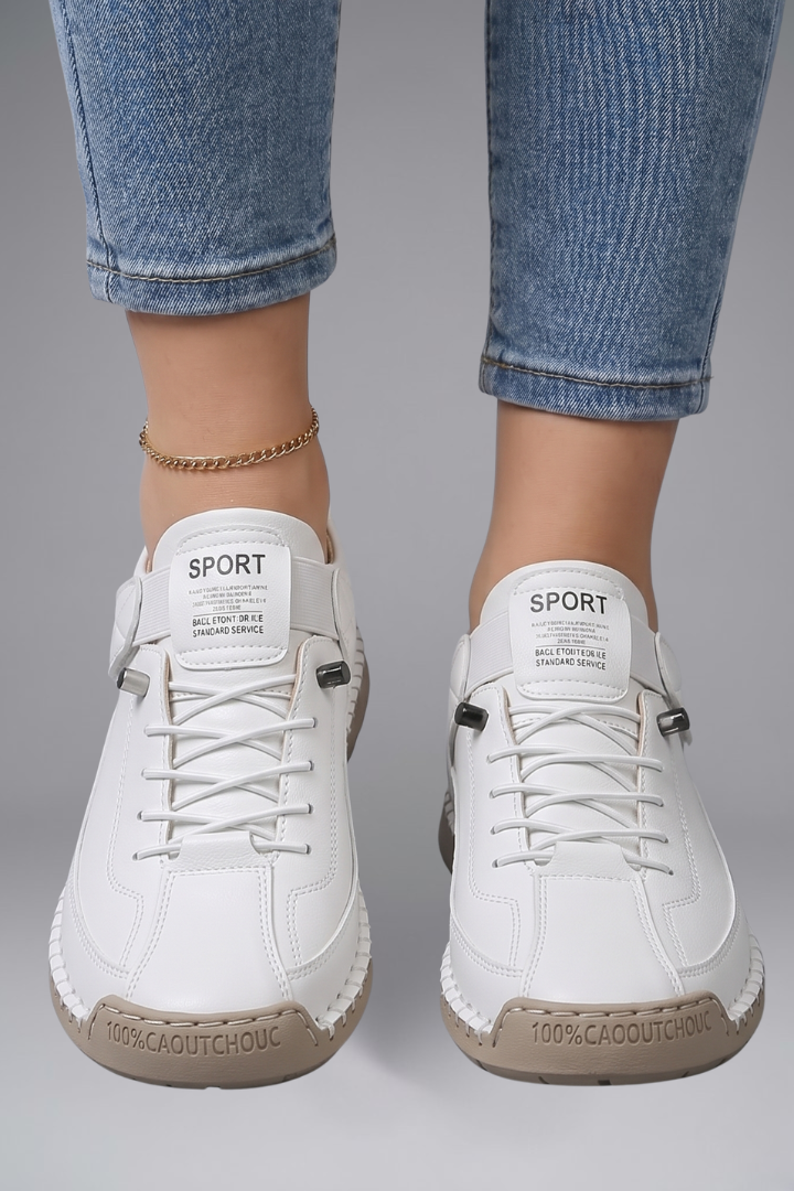 Women's Leather Slip-On Sneakers with Elastic Closure and Whipstitched Sole - Image 11
