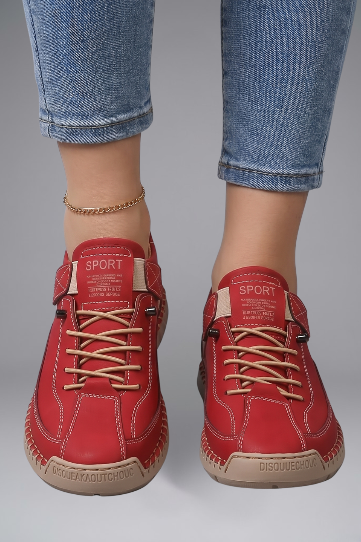 Women's Leather Slip-On Sneakers with Elastic Closure and Whipstitched Sole - Image 12