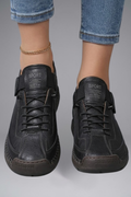 Women's Leather Slip-On Sneakers with Elastic Closure and Whipstitched Sole - Image 3