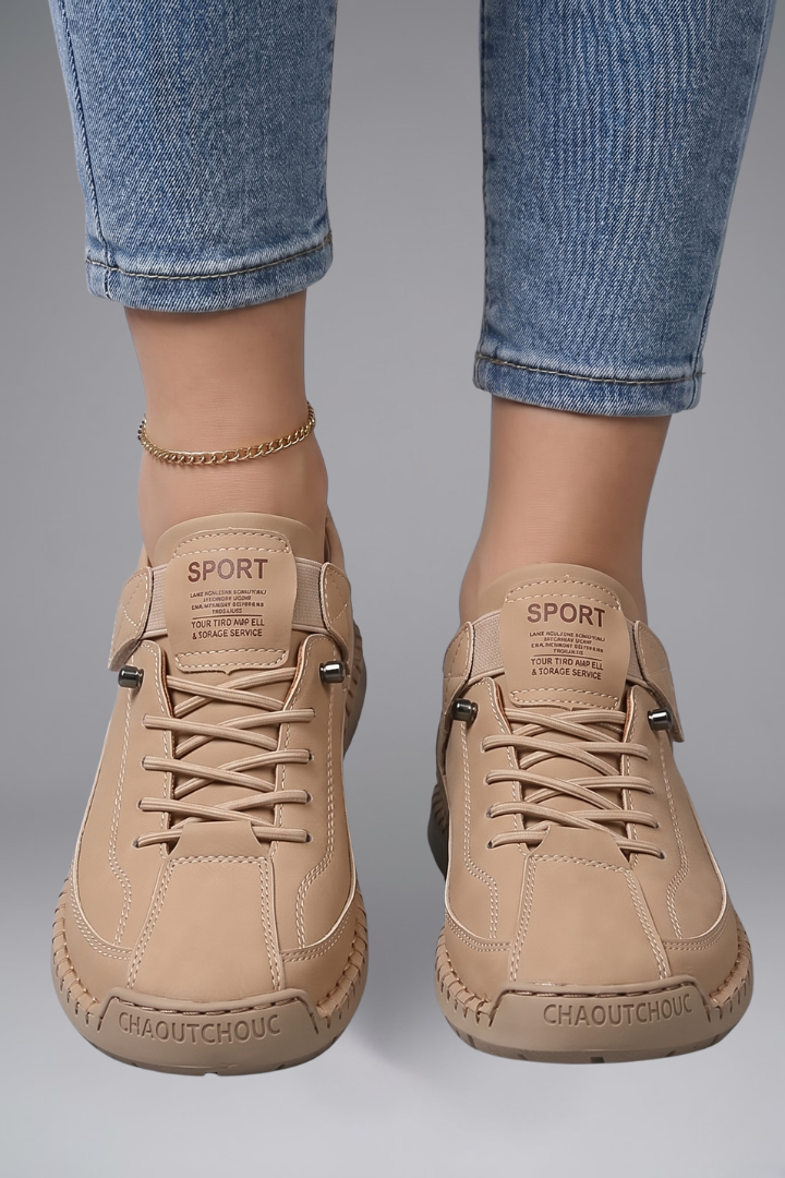 Women's Leather Slip-On Sneakers with Elastic Closure and Whipstitched Sole - Image 7