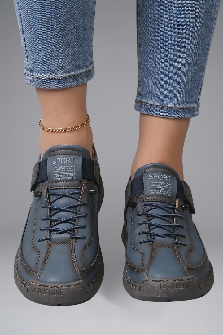 Women's Leather Slip-On Sneakers with Elastic Closure and Whipstitched Sole - Image 9