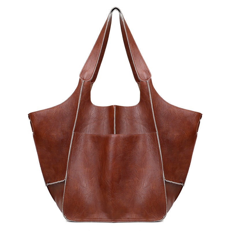 Women's Leather Tote Bag with Slouchy Unstructured Design and Front Pocket for Work - Image 12