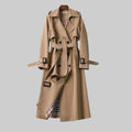 Women's Long Classic Double Breasted Trench Coat with Waist Belt - Image 1