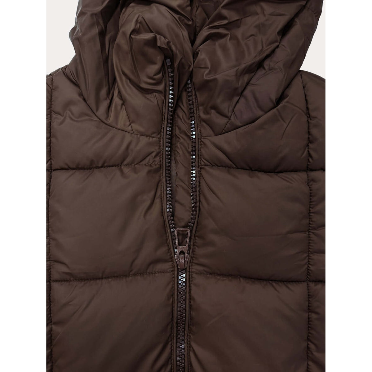 Women's Long Puffer Winter Coat with Hooded Quilted Design and Two-Way Zipper - Image 6