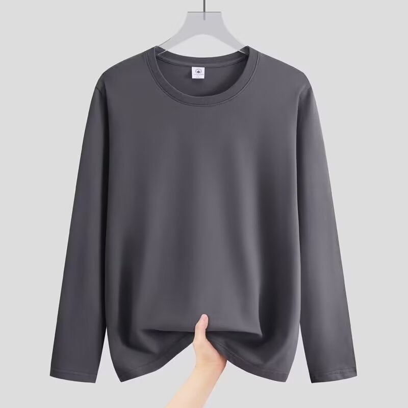 Women's Long Sleeve Cotton T Shirt Crewneck Ribbed Collar Relaxed Fit - Image 4