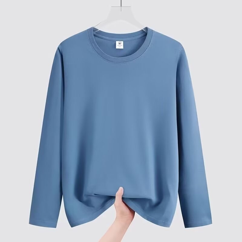 Women's Long Sleeve Cotton T Shirt Crewneck Ribbed Collar Relaxed Fit - Image 5
