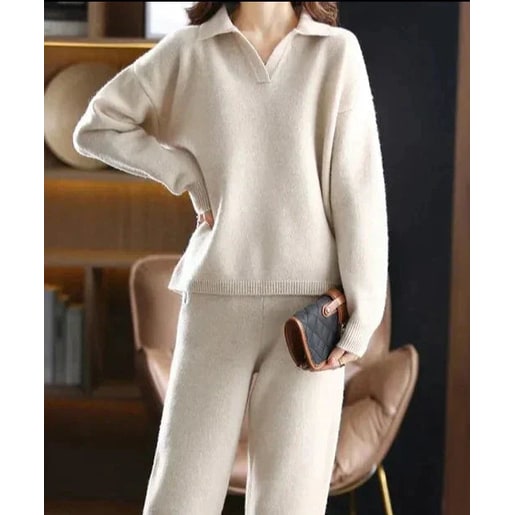 Womens Lounge Set Knit Matching Wide Leg Pants Women - Image 1