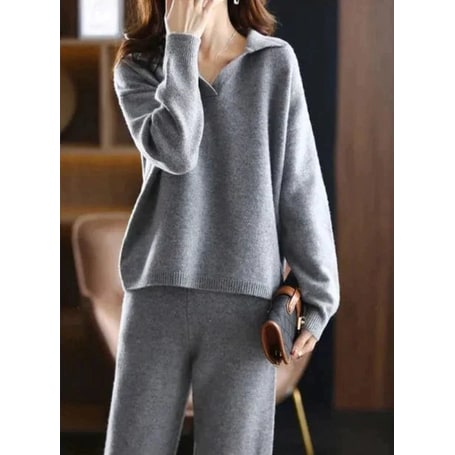 Womens Lounge Set Knit Matching Wide Leg Pants Women - Image 6