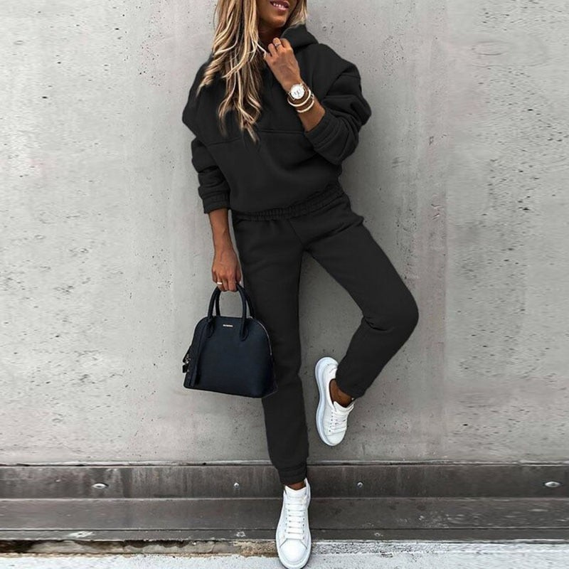 Women's Lounge Sweatsuit Set with Hoodie and High-Waist Jogger Sweatpants - Image 1