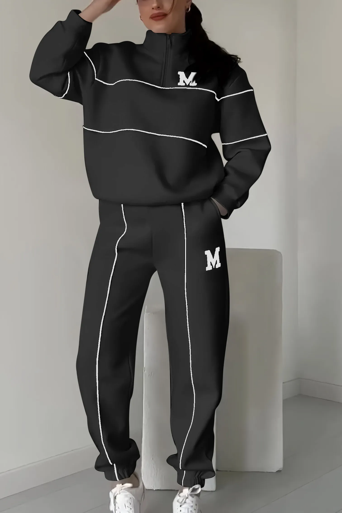 Women's Lounge Tracksuit Set with Half-Zip Sweatshirt and Jogger Pants - Image 8