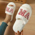 Women's Mama Faux Fur Slide on Open Toe House Slippers with Plush Footbed - Image 1