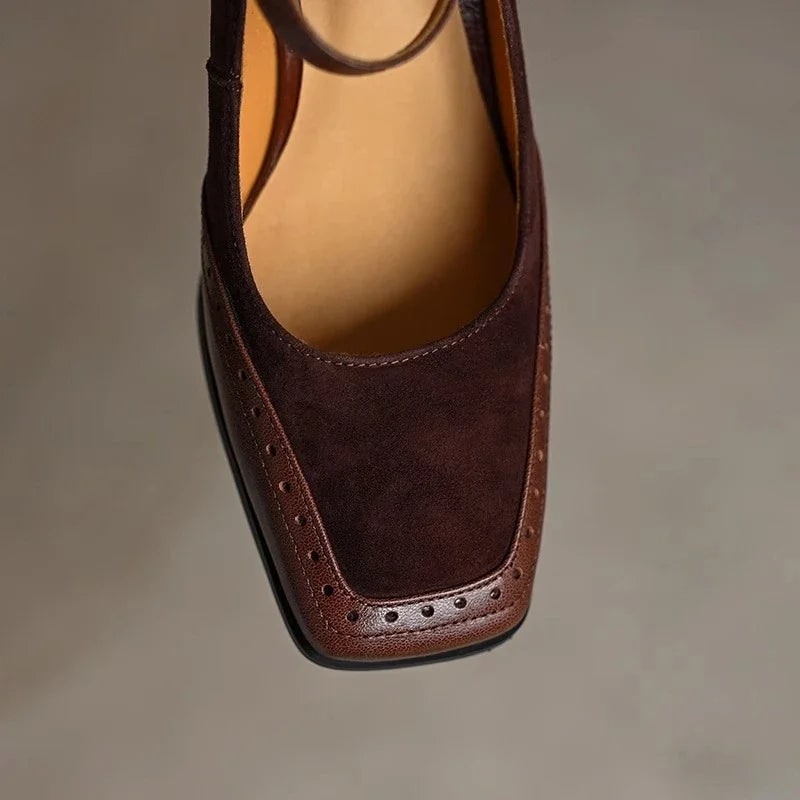 Women's Mary Jane Block Heel Pumps with Square Toe and Buckle Strap - Image 5