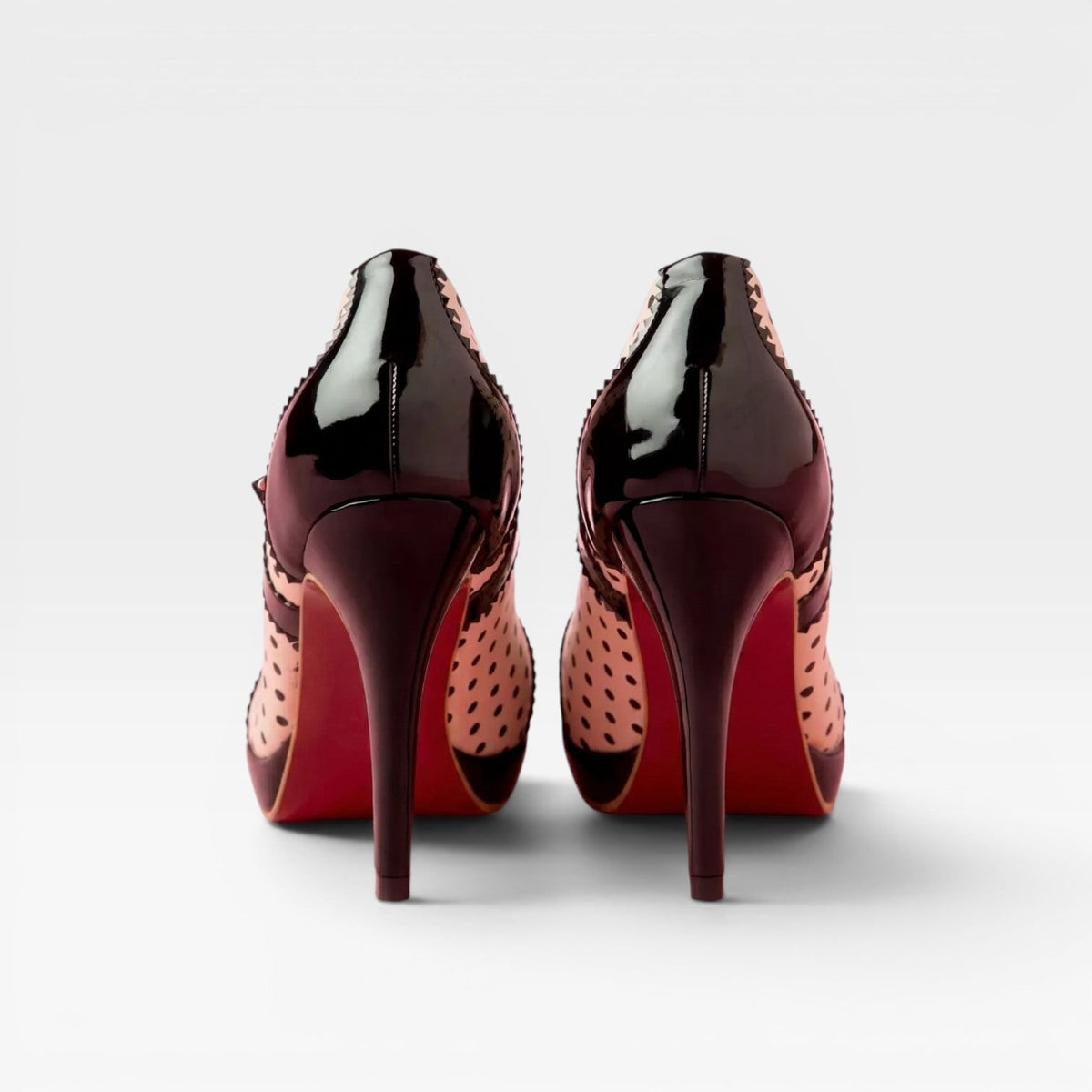 Women's Mary Jane Heels with Platform and Polka Dot Scalloped Buckle Pumps - Image 2