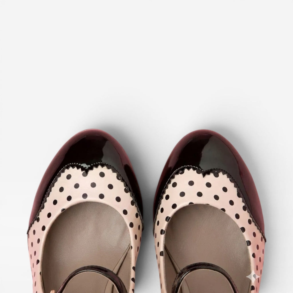 Women's Mary Jane Heels with Platform and Polka Dot Scalloped Buckle Pumps - Image 3