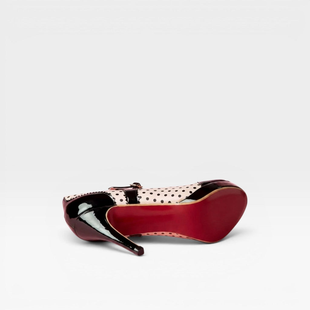 Women's Mary Jane Heels with Platform and Polka Dot Scalloped Buckle Pumps - Image 4