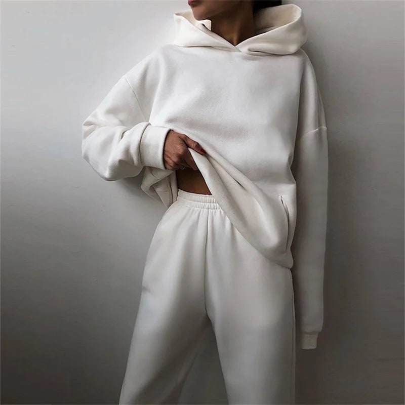 Women's Matching Sweat Set Tracksuit Pants Oversized Hoodie Two Piece Lounge - Image 3