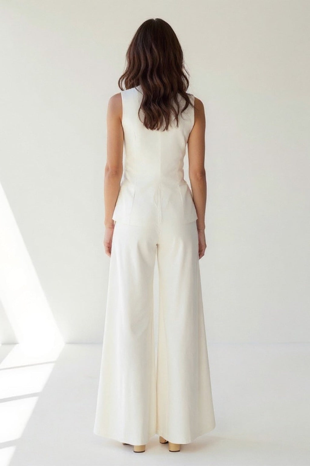 Women's Matching Vest and Pants Set with Tailored Sleeveless and Wide-Leg Trousers - Image 3