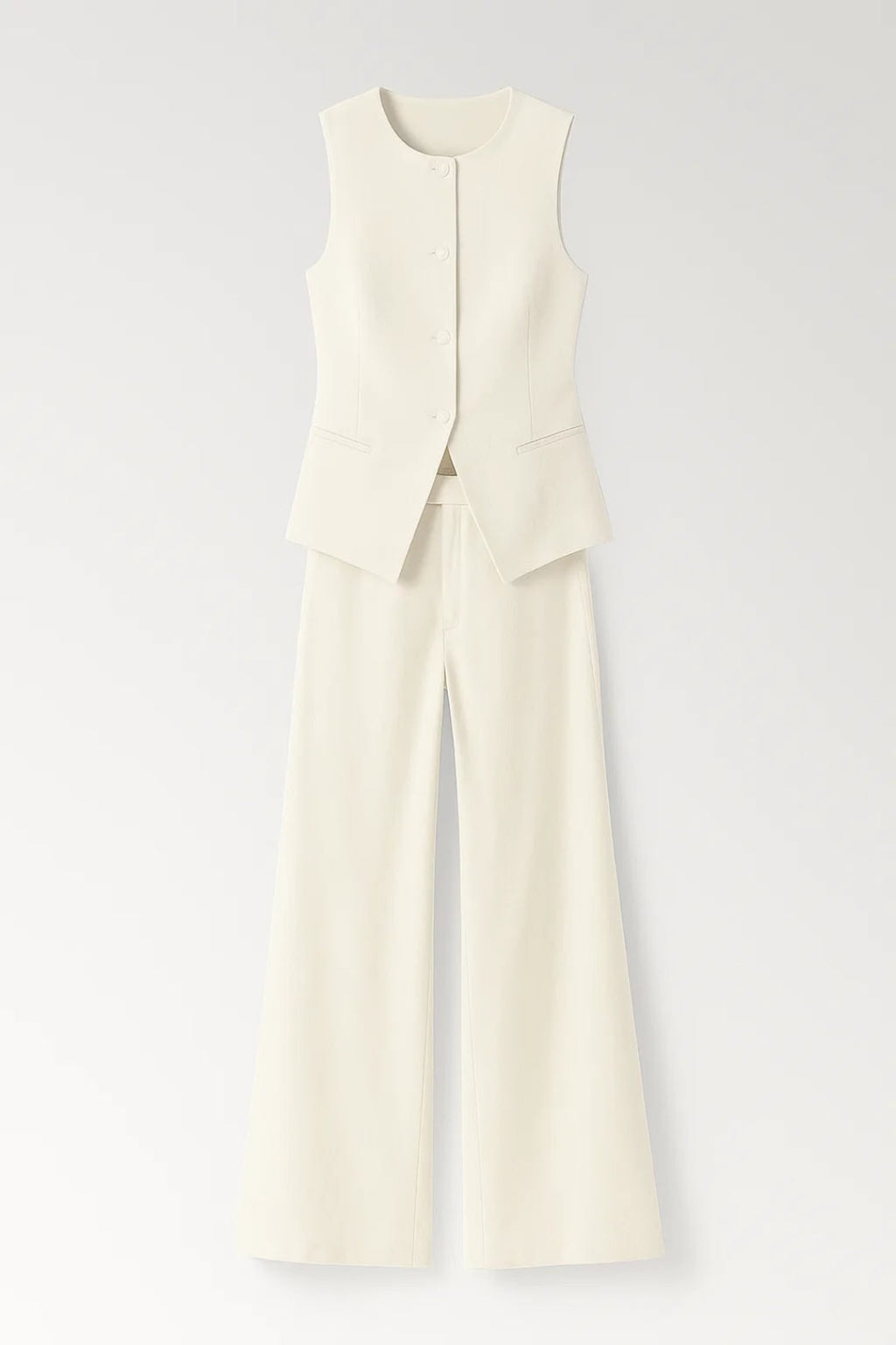 Women's Matching Vest and Pants Set with Tailored Sleeveless and Wide-Leg Trousers - Image 4