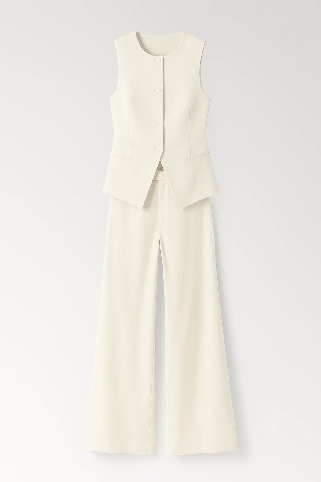 Women's Matching Vest and Pants Set with Tailored Sleeveless and Wide-Leg Trousers - Image 4
