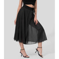 Women's Mesh Wrap Midi Skirt | High Waist Drawstring - Image 1