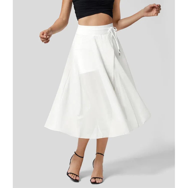Women's Mesh Wrap Midi Skirt | High Waist Drawstring - Image 3