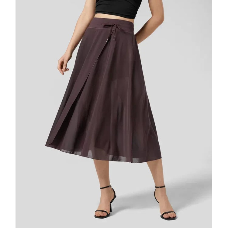 Women's Mesh Wrap Midi Skirt | High Waist Drawstring - Image 6