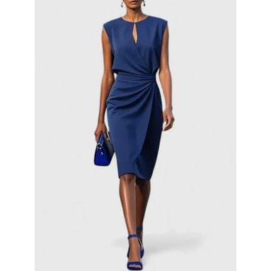 Womens Midi Dress Women Sleeveless Keyhole Neckline - Image 1