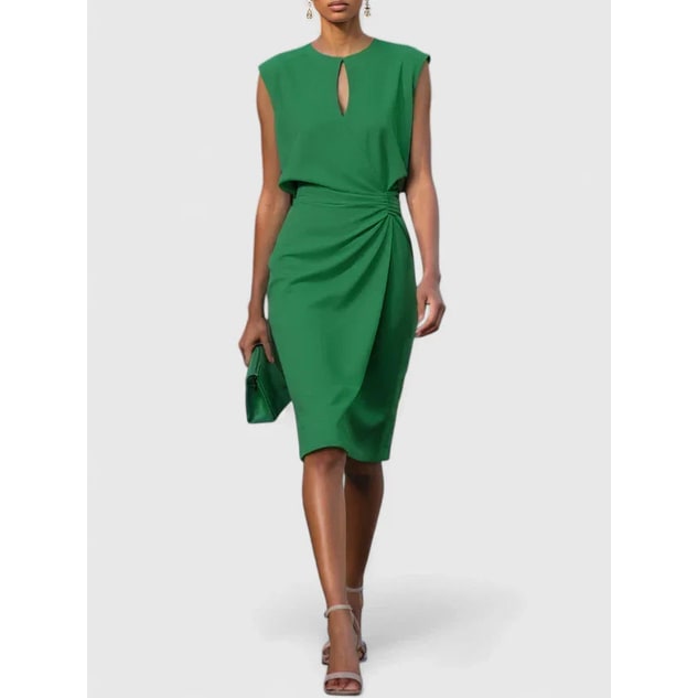 Womens Midi Dress Women Sleeveless Keyhole Neckline - Image 2