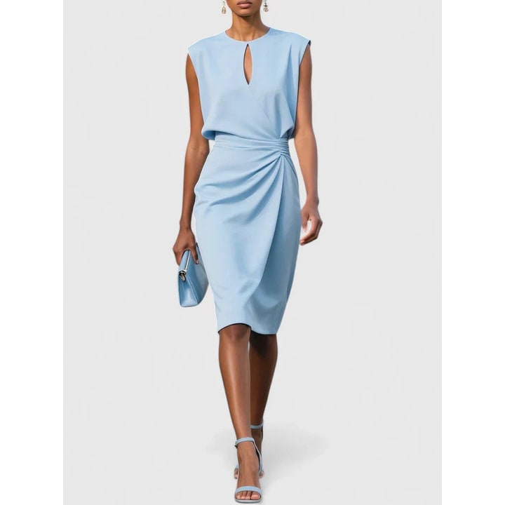 Womens Midi Dress Women Sleeveless Keyhole Neckline - Image 3
