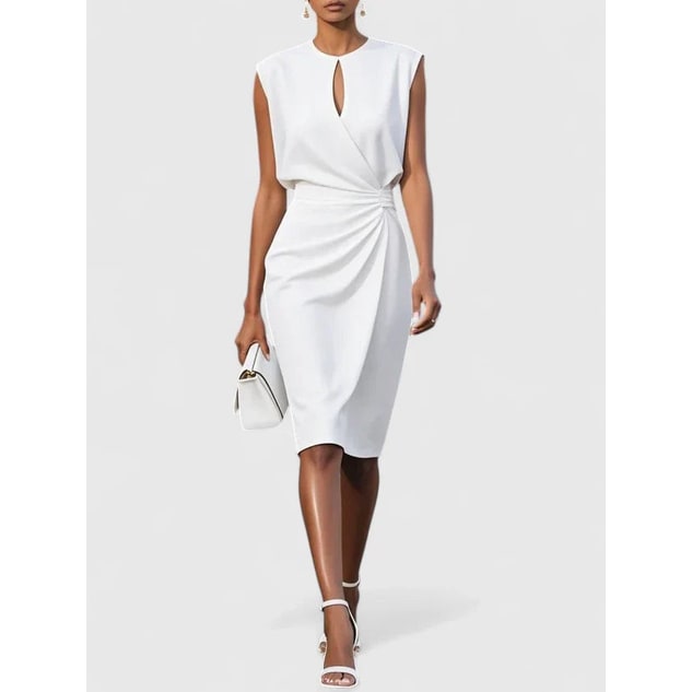 Womens Midi Dress Women Sleeveless Keyhole Neckline - Image 7