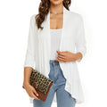 Women's Open Front Cardigan with Draped Three Quarter Sleeves - Image 14